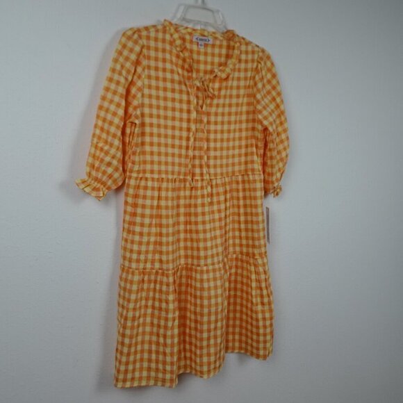 Nanette Lepore Gingham Check Dress Women's Size 4 Orange Yellow Cottagecore - Picture 3 of 8